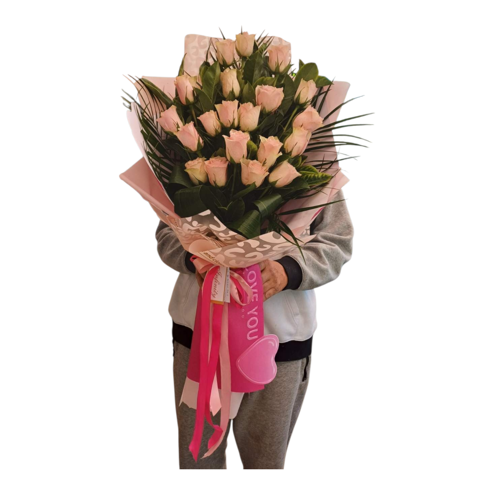 ELEGANTNI BUKET SA ROZE RUŽAMA